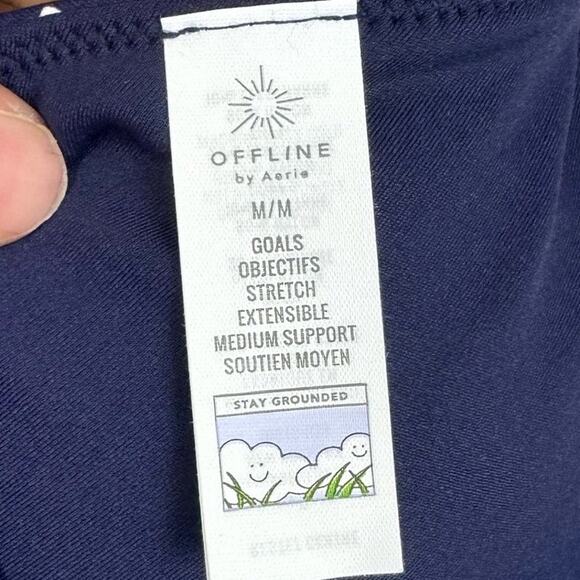 Offline By Aerie Goals Royal Navy Floral Plunge Sports Bra Size Medium - Picture 11 of 13